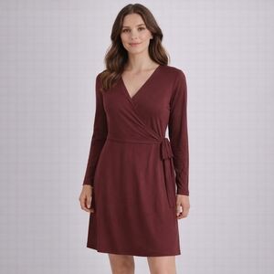 Express  Rust,red,scarlett Stretchy Faux Wrap  Long Dress M